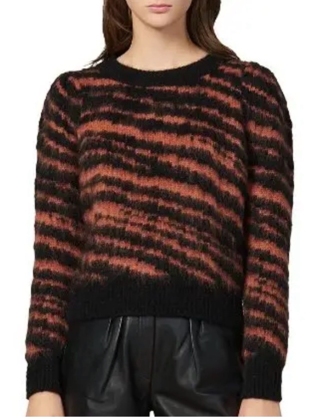 Sandro Hairy Striped Jacquard Sweater